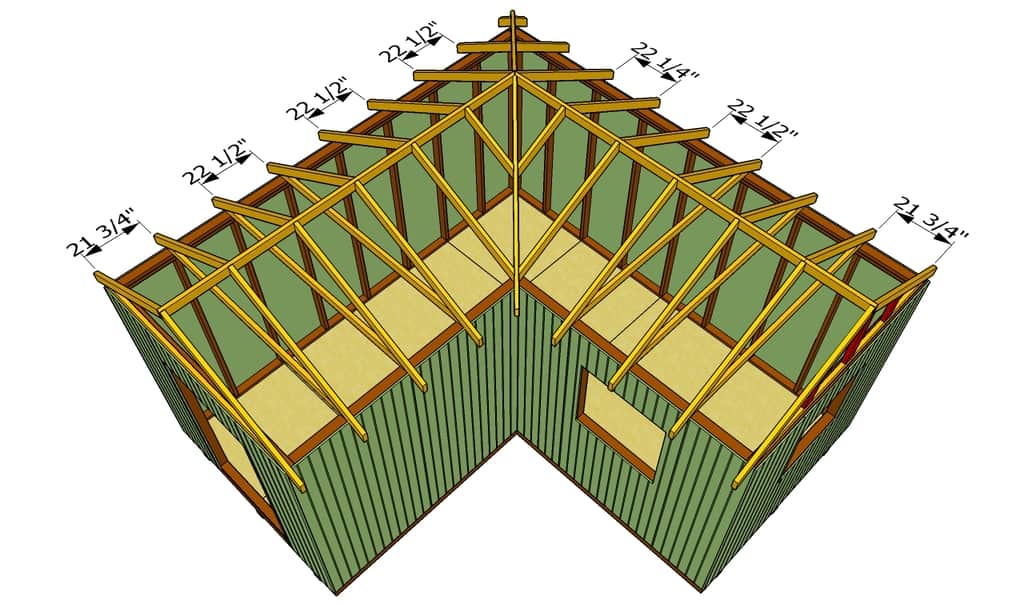 стропильная система вальмовой крыши гаража